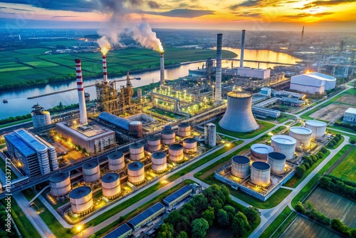 Aerial View of Advanced Chemical Reactors Showcasing Innovative Designs for Future Technologies in Sustainable Energy and Industrial Applications photo