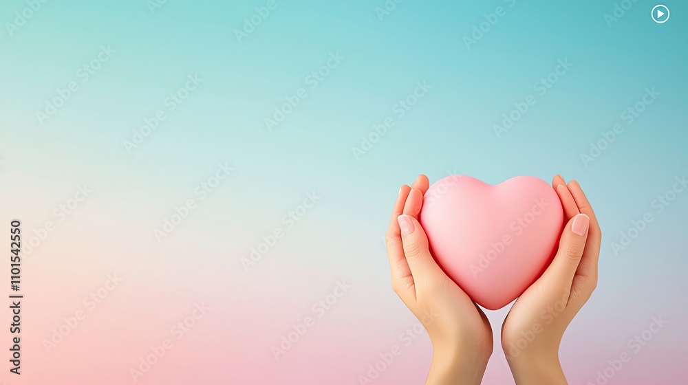 whimsical charity international day concept theme illustration Hands holding a pink heart shape against pastel background. whimsical charity international day concept theme illustration Hands holding a pink heart shape against pastel background.