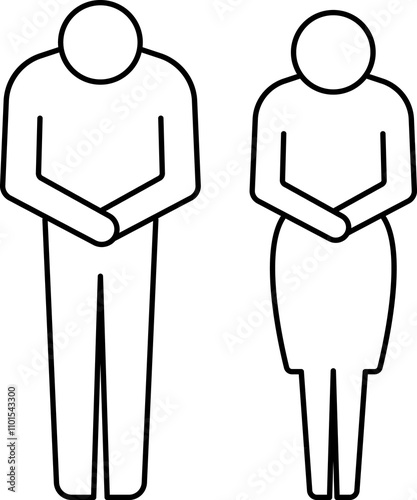 Japanese greetings bowing men's and women's illustration. Business image