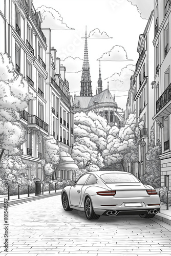 illustration, voitures, véhicules, coloriage enfant, à imprimer, noir et blanc, activité, dessin, mignon, tout-petits, joli, fun, loisir