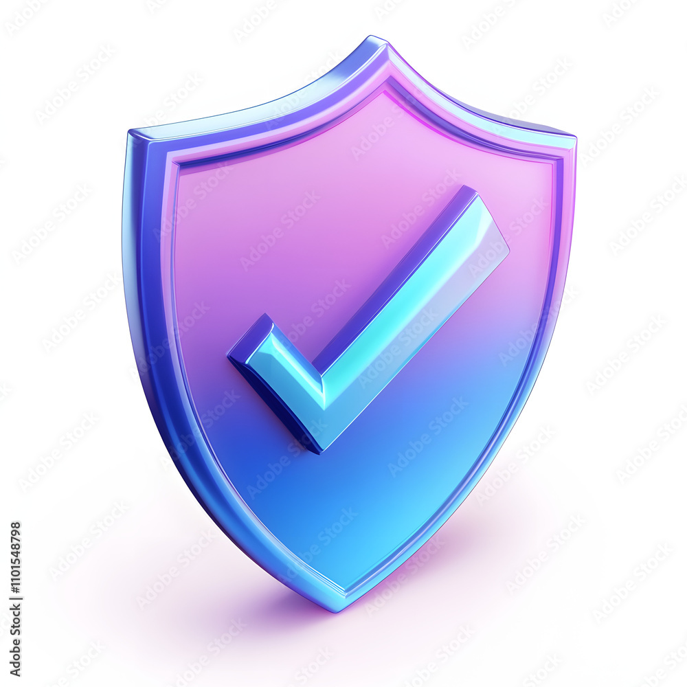 cartoon 3d Icon safety shield check mark perspective . Blue and purple symbol security safety icon. Checkmark in minimalistic style. 3d vector illustration. white background cartoon 3d Icon safety shield check mark perspective . Blue and purple symbol security safety icon. Checkmark in minimalistic style. 3d vector illustration. white background