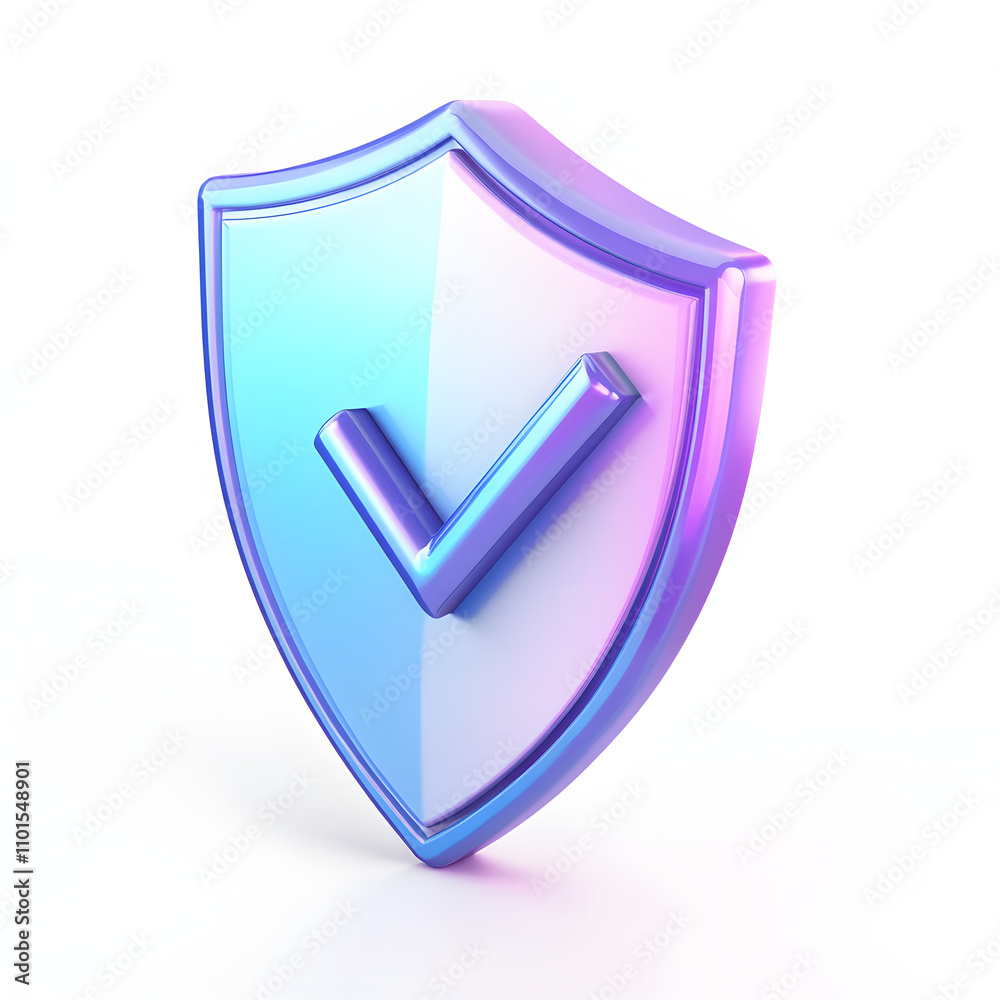 cartoon 3d Icon safety shield check mark perspective . Blue and purple symbol security safety icon. Checkmark in minimalistic style. 3d vector illustration. white background cartoon 3d Icon safety shield check mark perspective . Blue and purple symbol security safety icon. Checkmark in minimalistic style. 3d vector illustration. white background