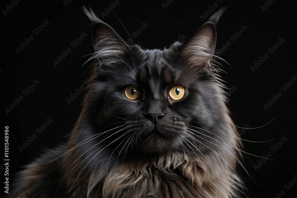 Fototapeta premium arafed black cat with yellow eyes looking at the camera