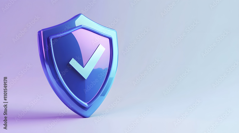 cartoon 3d Icon safety shield check mark perspective . Blue and purple symbol security safety icon. Checkmark in minimalistic style. 3d vector illustration. white background cartoon 3d Icon safety shield check mark perspective . Blue and purple symbol security safety icon. Checkmark in minimalistic style. 3d vector illustration. white background