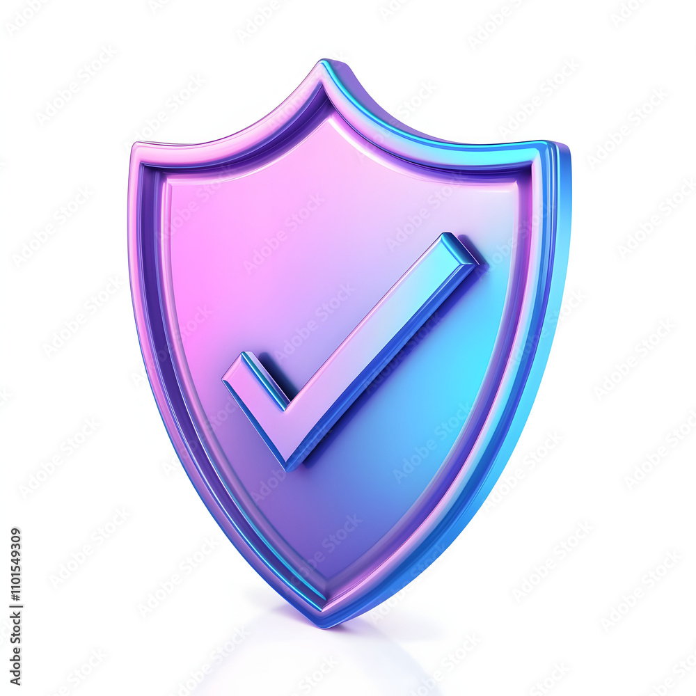 cartoon 3d Icon safety shield check mark perspective . Blue and purple symbol security safety icon. Checkmark in minimalistic style. 3d vector illustration. white background cartoon 3d Icon safety shield check mark perspective . Blue and purple symbol security safety icon. Checkmark in minimalistic style. 3d vector illustration. white background
