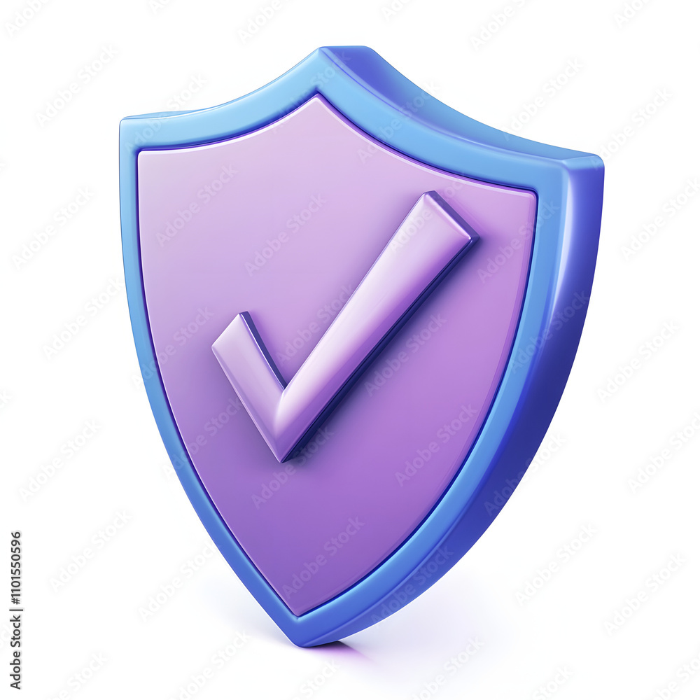 cartoon 3d Icon safety shield check mark perspective . Blue and purple symbol security safety icon. Checkmark in minimalistic style. 3d vector illustration. white background cartoon 3d Icon safety shield check mark perspective . Blue and purple symbol security safety icon. Checkmark in minimalistic style. 3d vector illustration. white background
