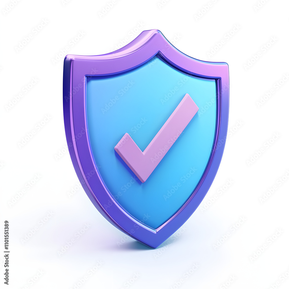 cartoon 3d Icon safety shield check mark perspective . Blue and purple symbol security safety icon. Checkmark in minimalistic style. 3d vector illustration. white background cartoon 3d Icon safety shield check mark perspective . Blue and purple symbol security safety icon. Checkmark in minimalistic style. 3d vector illustration. white background
