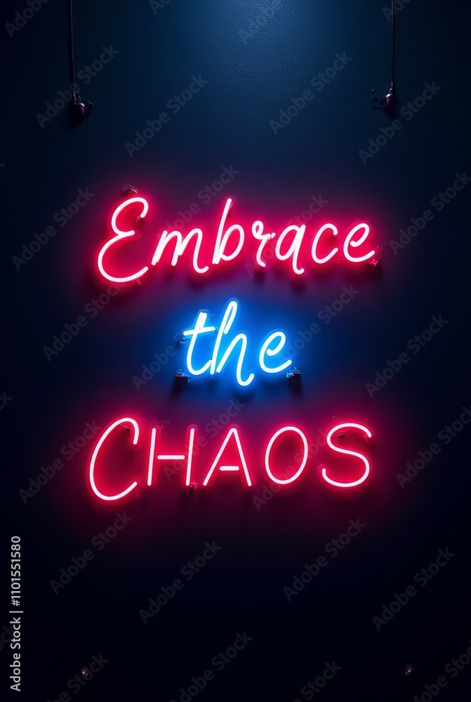 Neon sign with motivational quote Neon sign with motivational quote