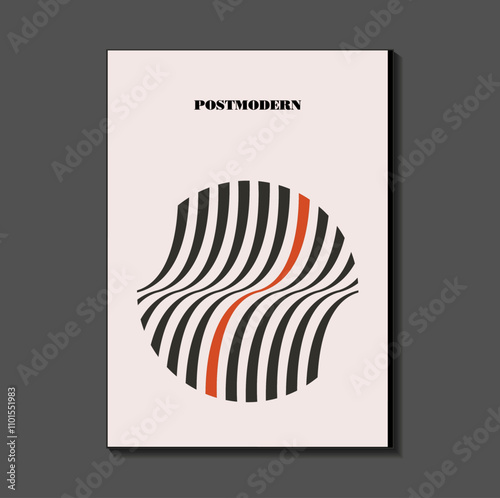 Poster inspired postmodern of vector abstract dynamic symbols with bold geometric shapes, useful for web background, poster art design, magazine front page, hi-tech print, cover artwork.