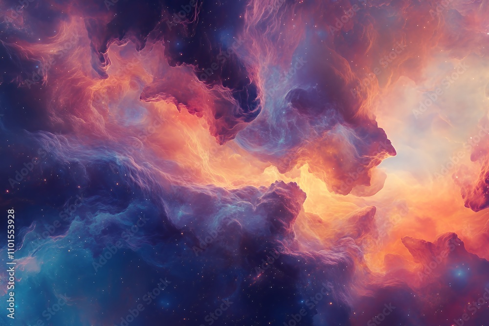A vibrant cosmic scene showcasing colorful nebulae and star formations in deep space. A vibrant cosmic scene showcasing colorful nebulae and star formations in deep space.