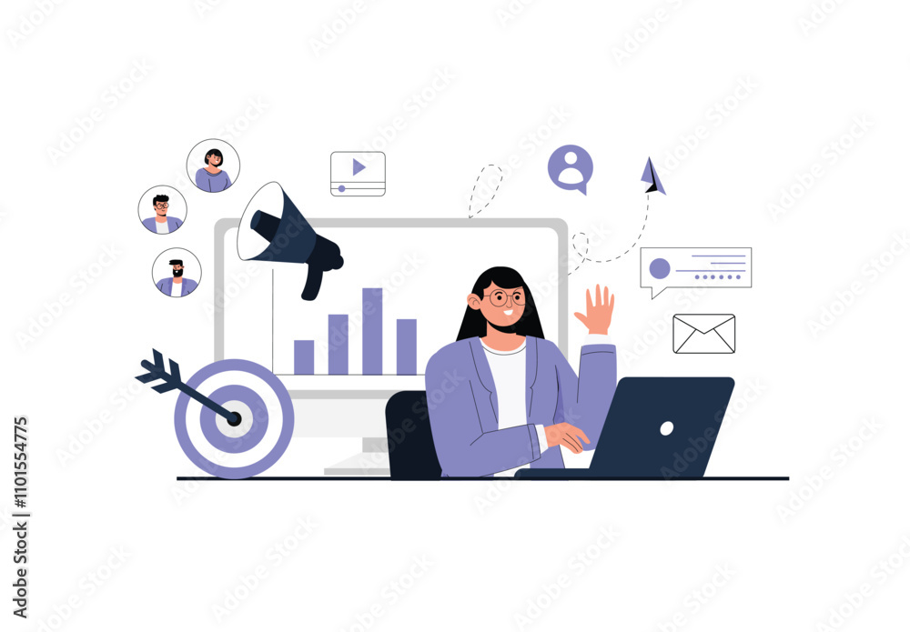 Digital Business And Online Earning Illustration Digital Business And Online Earning Illustration