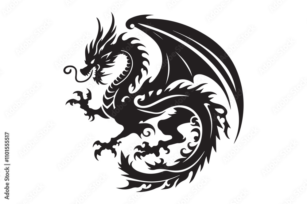 Dragon Silhouettes Illustration, EPS and Vector Format Free Download Dragon Silhouettes Illustration, EPS and Vector Format Free Download