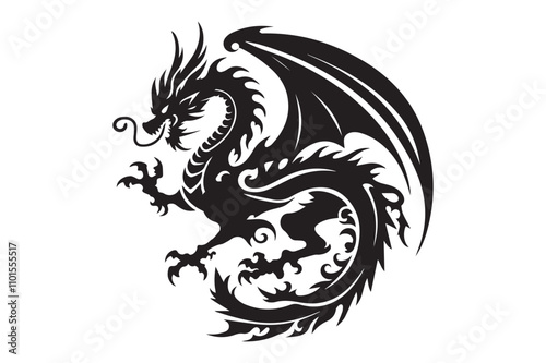 Dragon Silhouettes Illustration, EPS and Vector Format Free Download