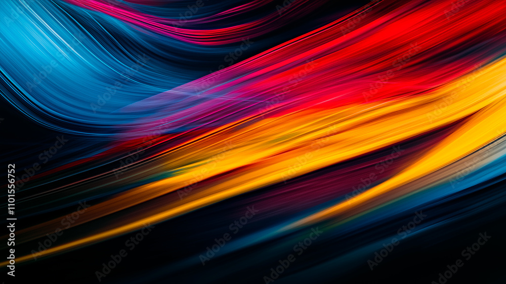 Fototapeta premium Abstract background with bright strokes of red, yellow and blue colors. Dynamics energy, expressiveness.