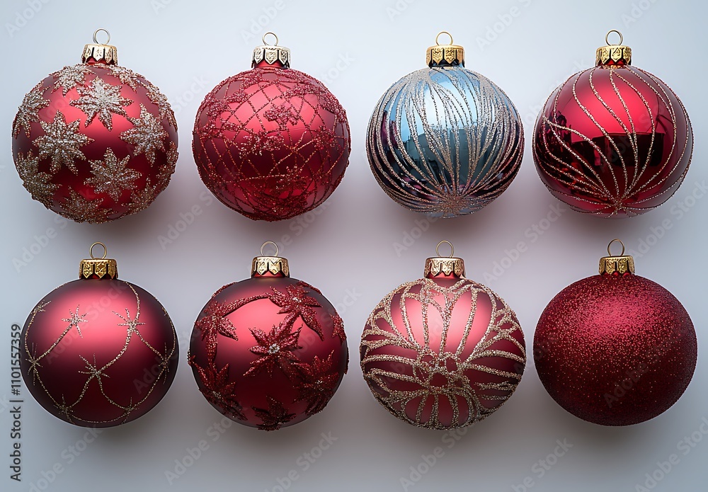 Group of Red and Silver Ornaments