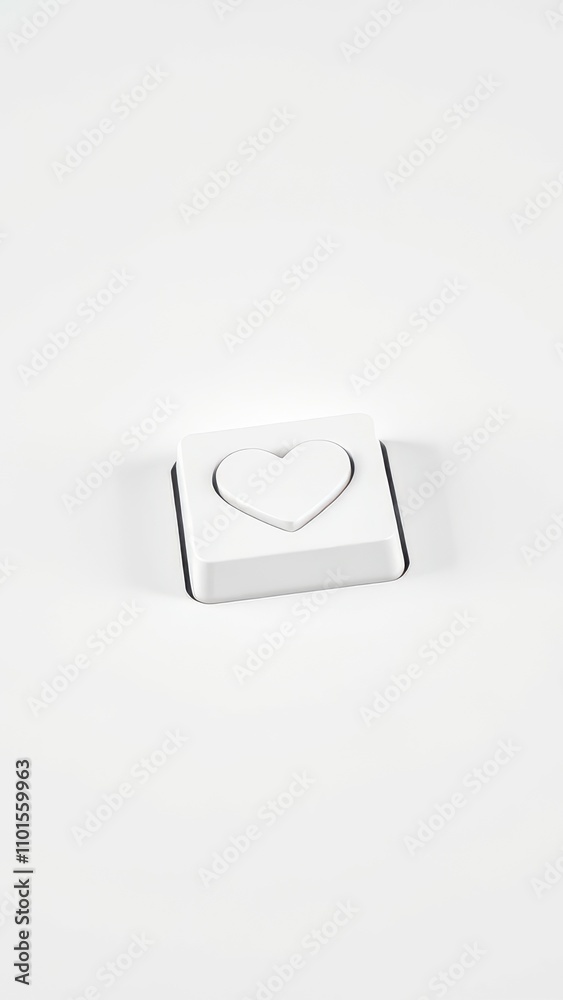 Closeup of heart symbol key on white computer keyboard, typing, love Closeup of heart symbol key on white computer keyboard, typing, love