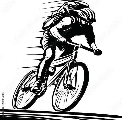 cyclist on a bicycle or delivery man on white. vector illustration