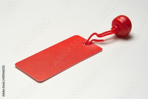 Red Card and Whistle on White Background photo