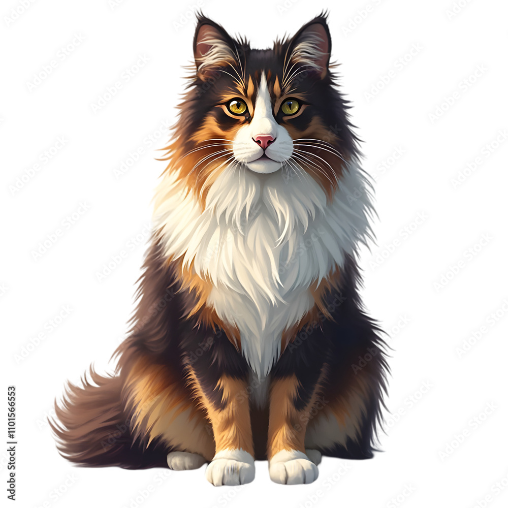 Playful Cat Portrait Home Environment Digital Illustration Indoor Setting Close-Up View Pet Lifestyle Concept for Cat Lovers and Animal Enthusiasts