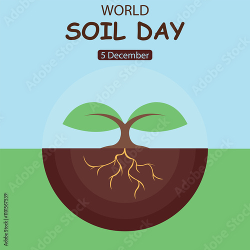 illustration vector graphic of plants grow in fertile soil, perfect for international day, world soil day, celebrate, greeting card, etc.