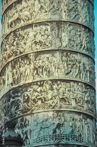 The Vendôme Column, a monument erected by order of Napoleon Bonaparte to celebrate his victory at the Battle of Austerlitz, Paris, France photo