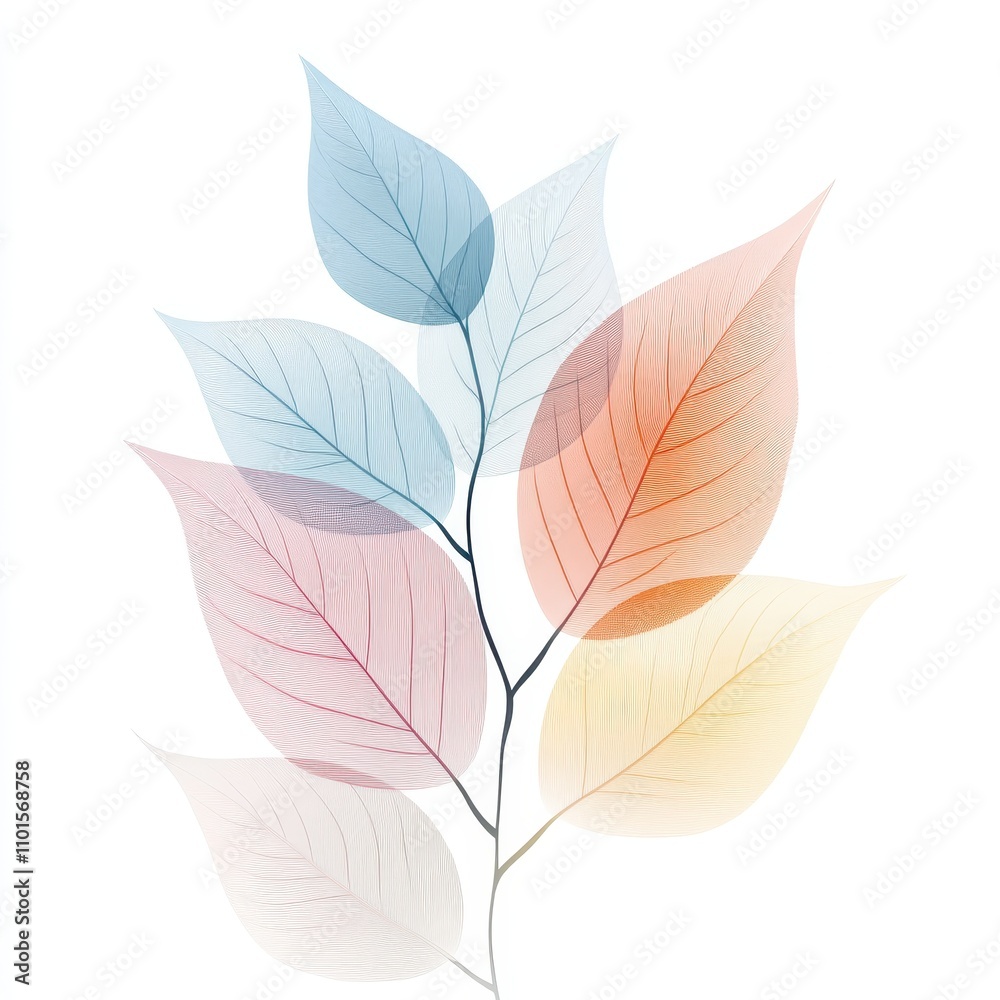 Obraz premium Delicate, colorful leaves with a soft, ethereal look, perfect for nature-themed designs and artistic backgrounds.