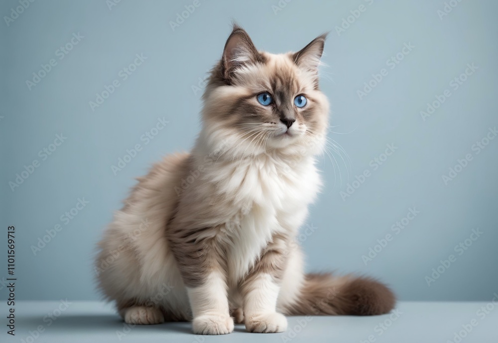 Fototapeta premium portrait of a beautiful domestic cat, purebred Ragdoll