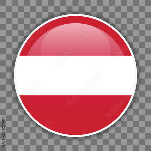 Austrian flag icon on checkered background. Vector icon for mobile apps, UI or web design