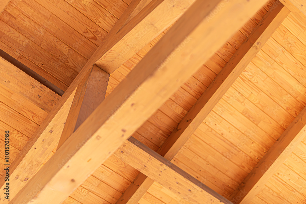 Construction of a wooden roof of a frame house.