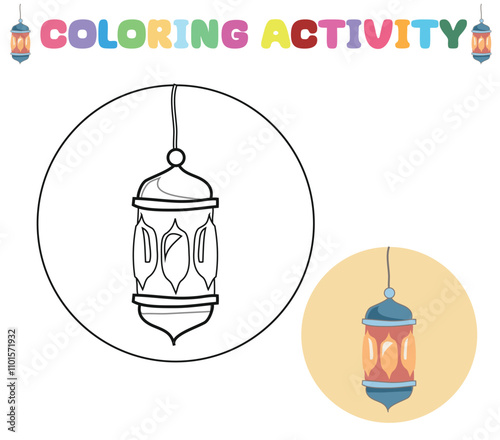 Islamic coloring page for adults and kids. Coloring worksheet page. Educational printable coloring worksheet. 