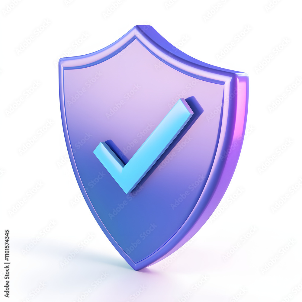 cartoon 3d Icon safety shield check mark perspective . Blue and purple symbol security safety icon. Checkmark in minimalistic style. 3d vector illustration. white background cartoon 3d Icon safety shield check mark perspective . Blue and purple symbol security safety icon. Checkmark in minimalistic style. 3d vector illustration. white background