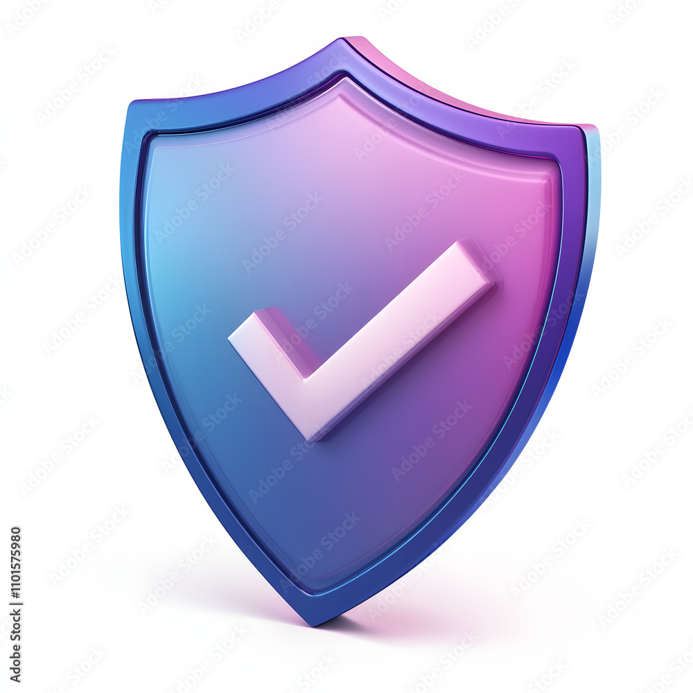 cartoon 3d Icon safety shield check mark perspective . Blue and purple symbol security safety icon. Checkmark in minimalistic style. 3d vector illustration. white background cartoon 3d Icon safety shield check mark perspective . Blue and purple symbol security safety icon. Checkmark in minimalistic style. 3d vector illustration. white background