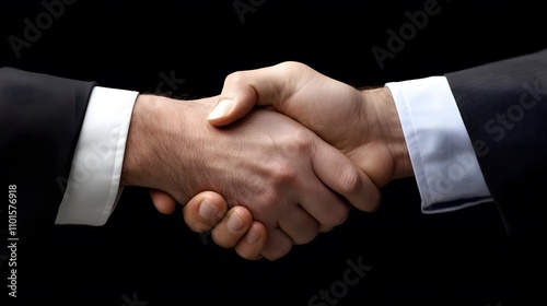 Team of businessmen negotiating a deal, shaking hands at the end of a productive meeting