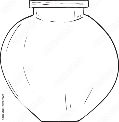 Empty Glass Round Jar Graphic Black and White Illustration for Print and Web Design of Physical Products and Projects