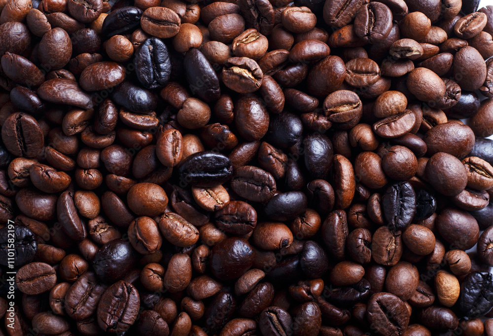 Close-Up View of Roasted Coffee Beans with Rich Textures and Dark Brown Tones - 2 Close-Up View of Roasted Coffee Beans with Rich Textures and Dark Brown Tones - 2