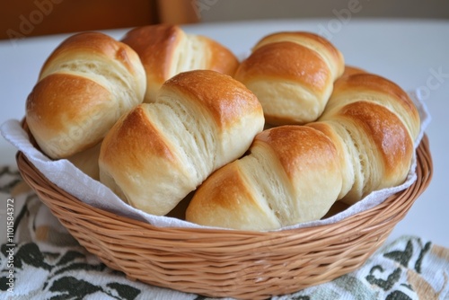 Appetizing Baked Crescent Rolls in a Basket - Flaky and Delicious