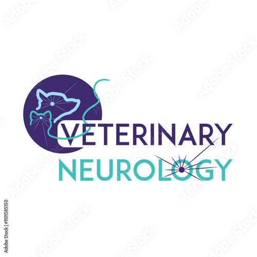 Veterinary neurology logo design idea. Cat and dog simple design. Brain diseases in cats and dogs. Veterinary clinic logo.