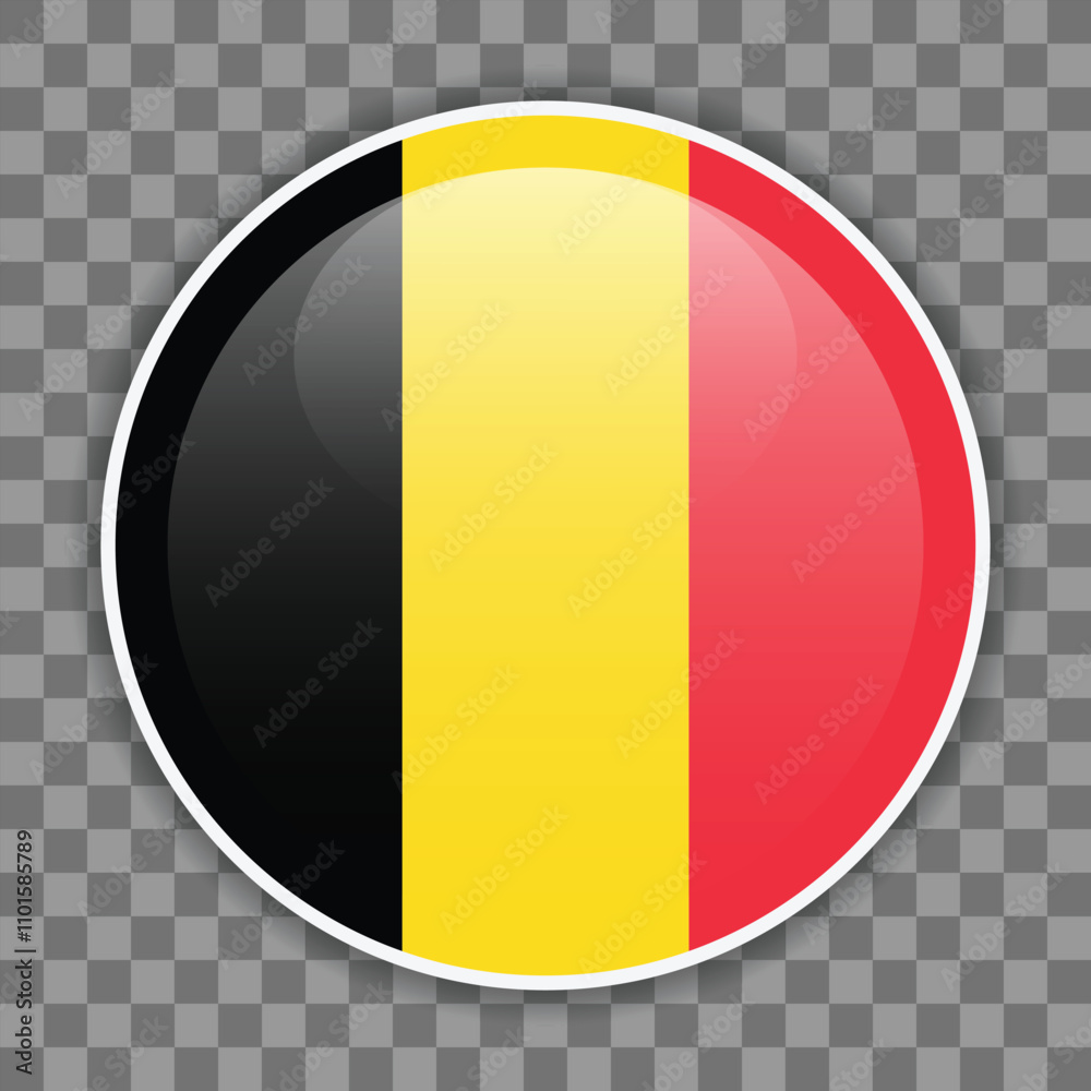 Fototapeta premium Belgian flag icon on checkered background. Vector icon for mobile apps, UI or web design