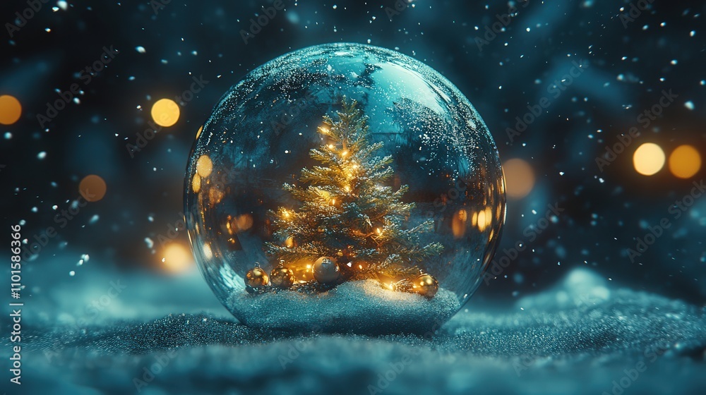 A 4K photo of a stunning Christmas glass ball, featuring a pine tree inside, adorned with festive lights and ornaments, A 4K photo of a stunning Christmas glass ball, featuring a pine tree inside, adorned with festive lights and ornaments,