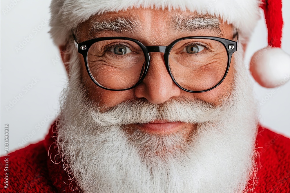 A man with a white beard wearing a santa hat and glasses A man with a white beard wearing a santa hat and glasses