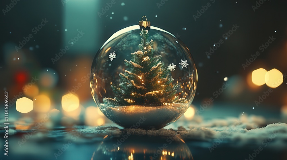 A 4K picture of a beautifully decorated pine tree enclosed in a glass ball, with snowflakes swirling around the ornament, A 4K picture of a beautifully decorated pine tree enclosed in a glass ball, with snowflakes swirling around the ornament,