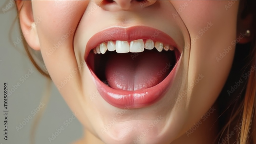 Obraz premium woman open mouth close up