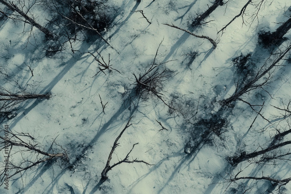 Winter Landscape with Blue Watercolor Shades Winter Landscape with Blue Watercolor Shades