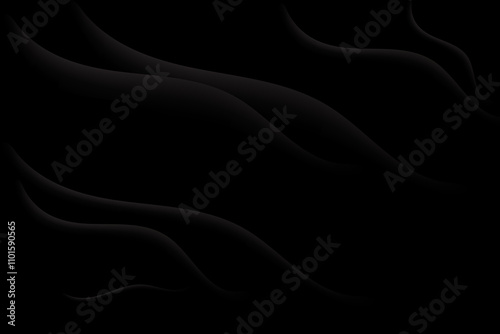 Abstract background black luxury fabric background, silk cloth texture, shiny satin curtain with waves and drapery. Luxurious background design. Elegant wallpaper design. Vector illustration