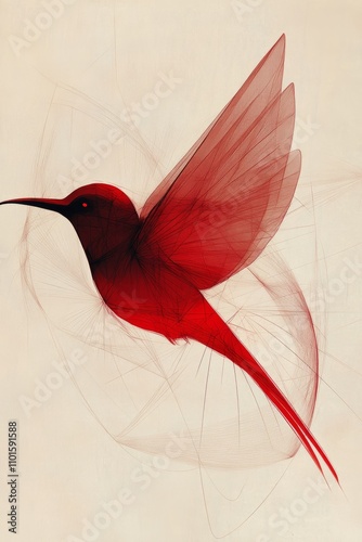 Obraz na płótnie abstract bird with lines in bordeaux red color w salonie