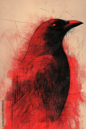 Obraz na płótnie abstract bird with lines in bordeaux red color w salonie