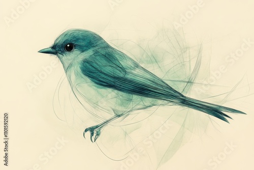 Obraz na płótnie abstract bird with lines in mint green color w salonie