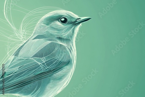 Obraz na płótnie abstract bird with lines in mint green color w salonie
