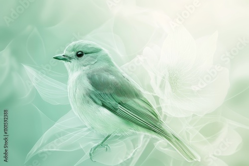 abstract bird with lines in mint green color 