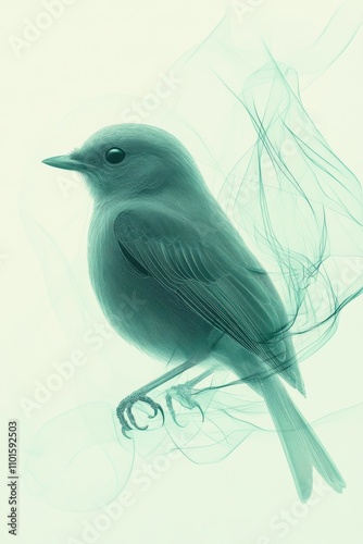 Obraz na płótnie abstract bird with lines in mint green color w salonie